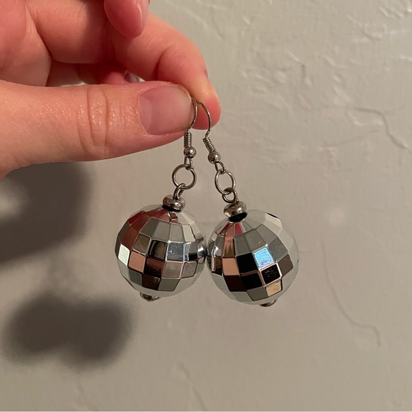 Disco Ball Statement Earrings - Picture 2 of 3